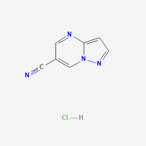 molecular formula C7H5ClN4 B2994459 吡唑并[1,5-a]嘧啶-6-腈;盐酸盐 CAS No. 2413904-24-0