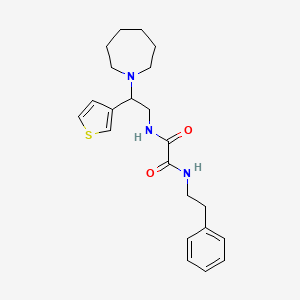 molecular formula C22H29N3O2S B2994460 N1-(2-(azepan-1-yl)-2-(thiophen-3-yl)ethyl)-N2-phenethyloxalamide CAS No. 946201-52-1
