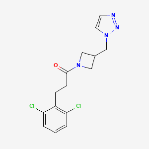 molecular formula C15H16Cl2N4O B2994462 3-(2,6-Dichlorophenyl)-1-[3-(triazol-1-ylmethyl)azetidin-1-yl]propan-1-one CAS No. 2309574-00-1