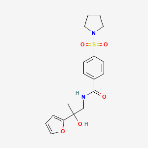 molecular formula C18H22N2O5S B2994470 N-(2-(furan-2-yl)-2-hydroxypropyl)-4-(pyrrolidin-1-ylsulfonyl)benzamide CAS No. 1396848-83-1