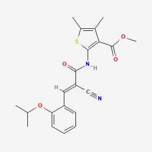 molecular formula C21H22N2O4S B2994475 (E)-甲基 2-(2-氰基-3-(2-异丙氧苯基)丙烯酰胺)-4,5-二甲基噻吩-3-羧酸酯 CAS No. 380551-58-6