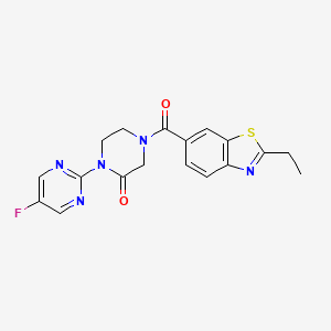 molecular formula C18H16FN5O2S B2994477 4-(2-Ethylbenzo[d]thiazole-6-carbonyl)-1-(5-fluoropyrimidin-2-yl)piperazin-2-one CAS No. 2319633-48-0