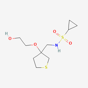 molecular formula C10H19NO4S2 B2994484 N-((3-(2-羟基乙氧基)四氢噻吩-3-基)甲基)环丙烷磺酰胺 CAS No. 2320582-21-4