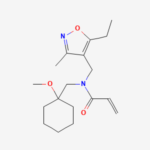 B2994490 N-[(5-Ethyl-3-methyl-1,2-oxazol-4-yl)methyl]-N-[(1-methoxycyclohexyl)methyl]prop-2-enamide CAS No. 2411248-77-4
