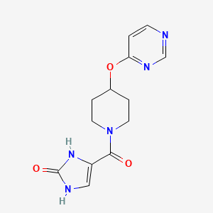 molecular formula C13H15N5O3 B2994493 4-(4-(嘧啶-4-氧基)哌啶-1-羰基)-1H-咪唑-2(3H)-酮 CAS No. 2195939-56-9