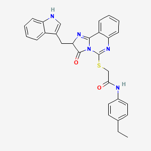 molecular formula C29H25N5O2S B2994497 N-(4-ethylphenyl)-2-({2-[(1H-indol-3-yl)methyl]-3-oxo-2H,3H-imidazo[1,2-c]quinazolin-5-yl}sulfanyl)acetamide CAS No. 1023482-99-6