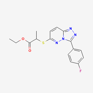 molecular formula C16H15FN4O2S B2994504 Ethyl 2-{[3-(4-fluorophenyl)[1,2,4]triazolo[4,3-b]pyridazin-6-yl]thio}propanoate CAS No. 852374-29-9