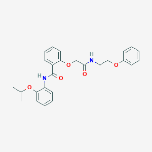 molecular formula C26H28N2O5 B299451 N-(2-isopropoxyphenyl)-2-{2-oxo-2-[(2-phenoxyethyl)amino]ethoxy}benzamide 