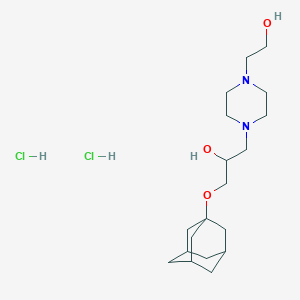 molecular formula C19H36Cl2N2O3 B2994513 1-((3s,5s,7s)-金刚烷-1-氧基)-3-(4-(2-羟乙基)哌嗪-1-基)丙烷-2-醇二盐酸盐 CAS No. 1185462-91-2