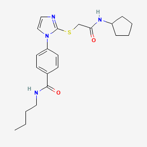 molecular formula C21H28N4O2S B2994516 N-butyl-4-(2-((2-(cyclopentylamino)-2-oxoethyl)thio)-1H-imidazol-1-yl)benzamide CAS No. 1207027-17-5