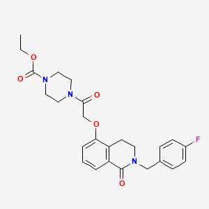 molecular formula C25H28FN3O5 B2994517 Ethyl 4-(2-((2-(4-fluorobenzyl)-1-oxo-1,2,3,4-tetrahydroisoquinolin-5-yl)oxy)acetyl)piperazine-1-carboxylate CAS No. 850905-86-1