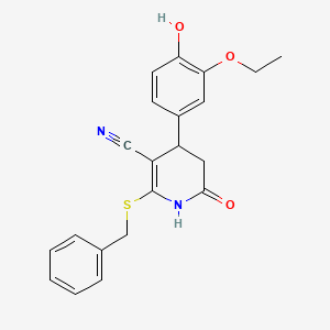 2-(Benzylthio)-4-(3-ethoxy-4-hydroxyphenyl)-6-oxo-1,4,5,6-tetrahydropyridine-3-carbonitrile