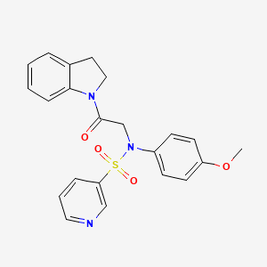 molecular formula C22H21N3O4S B2994536 N-(2-(indolin-1-yl)-2-oxoethyl)-N-(4-methoxyphenyl)pyridine-3-sulfonamide CAS No. 1021054-84-1