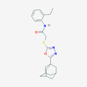 molecular formula C22H27N3O2S B299454 2-{[5-(1-adamantyl)-1,3,4-oxadiazol-2-yl]sulfanyl}-N-(2-ethylphenyl)acetamide 