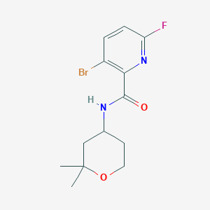 molecular formula C13H16BrFN2O2 B2994544 3-bromo-N-(2,2-dimethyloxan-4-yl)-6-fluoropyridine-2-carboxamide CAS No. 2094230-72-3