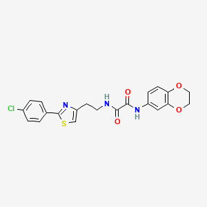 molecular formula C21H18ClN3O4S B2994545 N1-(2-(2-(4-chlorophenyl)thiazol-4-yl)ethyl)-N2-(2,3-dihydrobenzo[b][1,4]dioxin-6-yl)oxalamide CAS No. 895783-18-3