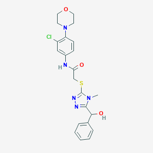 molecular formula C22H24ClN5O3S B299457 N-[3-chloro-4-(4-morpholinyl)phenyl]-2-({5-[hydroxy(phenyl)methyl]-4-methyl-4H-1,2,4-triazol-3-yl}thio)acetamide 