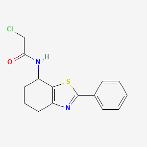 molecular formula C15H15ClN2OS B2994574 2-Chloro-N-(2-phenyl-4,5,6,7-tetrahydro-1,3-benzothiazol-7-yl)acetamide CAS No. 2411255-70-2
