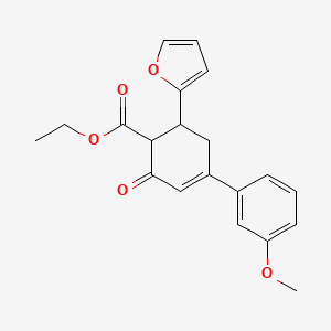 Ethyl 3-(furan-2-yl)-3'-methoxy-5-oxo-2,3,4,5-tetrahydro-[1,1'-biphenyl]-4-carboxylate
