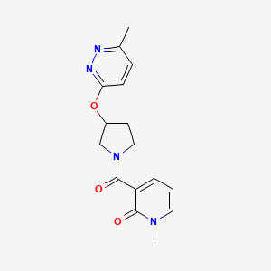 molecular formula C16H18N4O3 B2994584 1-methyl-3-(3-((6-methylpyridazin-3-yl)oxy)pyrrolidine-1-carbonyl)pyridin-2(1H)-one CAS No. 2034247-23-7