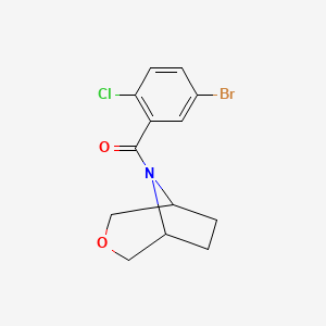 molecular formula C13H13BrClNO2 B2994588 (1R,5S)-3-氧杂-8-氮杂双环[3.2.1]辛烷-8-基(5-溴-2-氯苯基)甲苯酮 CAS No. 1396846-30-2