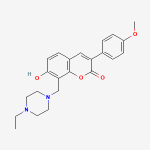 molecular formula C23H26N2O4 B2994589 8-[(4-Ethylpiperazin-1-yl)methyl]-7-hydroxy-3-(4-methoxyphenyl)chromen-2-one CAS No. 869340-87-4