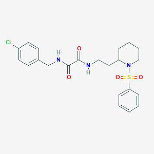 molecular formula C22H26ClN3O4S B2994590 N1-(4-chlorobenzyl)-N2-(2-(1-(phenylsulfonyl)piperidin-2-yl)ethyl)oxalamide CAS No. 898444-44-5