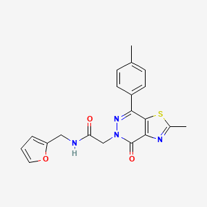molecular formula C20H18N4O3S B2994598 N-(furan-2-ylmethyl)-2-(2-methyl-4-oxo-7-(p-tolyl)thiazolo[4,5-d]pyridazin-5(4H)-yl)acetamide CAS No. 941986-62-5