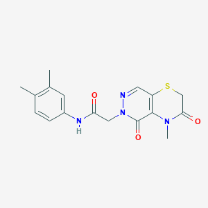molecular formula C17H18N4O3S B2994610 methyl 4-({[2-methyl-5-(2-methyl-5,8-dioxo-5,6,7,8-tetrahydro-4H-pyrazolo[1,5-a][1,3]diazepin-3-yl)phenyl]sulfonyl}amino)benzoate CAS No. 1286727-32-9