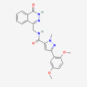 molecular formula C22H21N5O4 B2994613 3-(2,5-dimethoxyphenyl)-1-methyl-N-((4-oxo-3,4-dihydrophthalazin-1-yl)methyl)-1H-pyrazole-5-carboxamide CAS No. 1226443-66-8