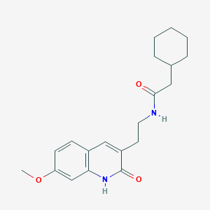 molecular formula C20H26N2O3 B2994643 2-cyclohexyl-N-[2-(7-methoxy-2-oxo-1H-quinolin-3-yl)ethyl]acetamide CAS No. 851405-74-8