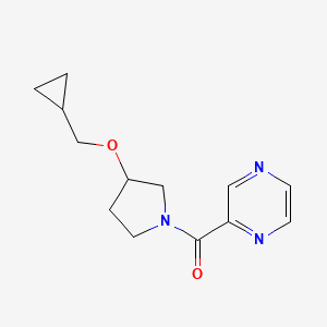molecular formula C13H17N3O2 B2994644 [3-(Cyclopropylmethoxy)-1-pyrrolidinyl](2-pyrazinyl)methanone CAS No. 2034613-79-9