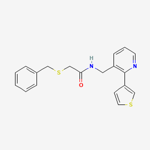 2-(benzylthio)-N-((2-(thiophen-3-yl)pyridin-3-yl)methyl)acetamide