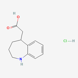 molecular formula C12H16ClNO2 B2994649 2-(2,3,4,5-四氢-1H-1-苯并氮杂卓-5-基)乙酸；盐酸盐 CAS No. 130719-77-6