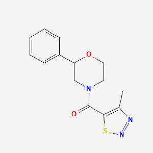 molecular formula C14H15N3O2S B2994653 (4-Methyl-1,2,3-thiadiazol-5-yl)(2-phenylmorpholino)methanone CAS No. 1211839-51-8