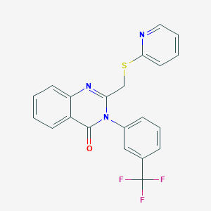 molecular formula C21H14F3N3OS B299466 2-[(2-pyridinylsulfanyl)methyl]-3-[3-(trifluoromethyl)phenyl]-4(3H)-quinazolinone 