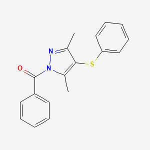 molecular formula C18H16N2OS B2994668 (3,5-二甲基-4-(苯硫基)-1H-吡唑-1-基)(苯基)甲酮 CAS No. 302582-78-1