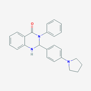 molecular formula C24H23N3O B299470 3-phenyl-2-[4-(1-pyrrolidinyl)phenyl]-2,3-dihydro-4(1H)-quinazolinone 