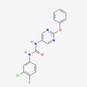 molecular formula C17H12ClFN4O2 B2994701 1-(3-氯-4-氟苯基)-3-(2-苯氧嘧啶-5-基)脲 CAS No. 1396760-23-8