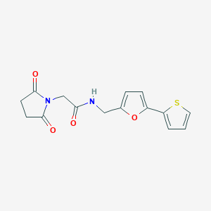 molecular formula C15H14N2O4S B2994702 2-(2,5-dioxopyrrolidin-1-yl)-N-((5-(thiophen-2-yl)furan-2-yl)methyl)acetamide CAS No. 2034247-38-4