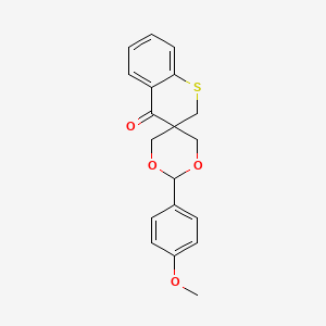molecular formula C19H18O4S B2994712 3,3-Bis(hydroxymethyl)-2,3-dihydro-4H-thiochromen-4-one 4-methoxybenzaldehyde acetal CAS No. 339028-98-7