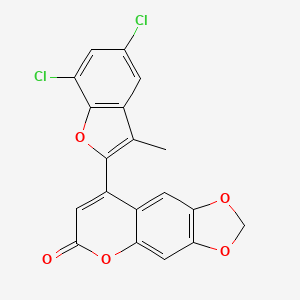molecular formula C19H10Cl2O5 B2994714 8-(5,7-二氯-3-甲基苯并呋喃-2-基)-6H-[1,3]二氧杂[4,5-g]色烯-6-酮 CAS No. 637753-47-0