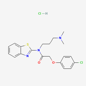 molecular formula C20H23Cl2N3O2S B2994715 N-(benzo[d]thiazol-2-yl)-2-(4-chlorophenoxy)-N-(3-(dimethylamino)propyl)acetamide hydrochloride CAS No. 1217015-83-2
