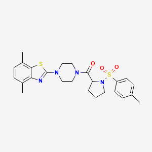 molecular formula C25H30N4O3S2 B2994721 (4-(4,7-Dimethylbenzo[d]thiazol-2-yl)piperazin-1-yl)(1-tosylpyrrolidin-2-yl)methanone CAS No. 1049941-70-9