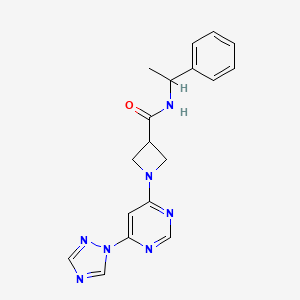 molecular formula C18H19N7O B2994725 1-(6-(1H-1,2,4-三唑-1-基)嘧啶-4-基)-N-(1-苯乙基)氮杂环丁烷-3-甲酰胺 CAS No. 2034583-64-5
