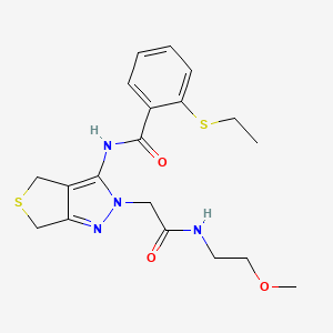 molecular formula C19H24N4O3S2 B2994726 2-(乙硫基)-N-(2-(2-((2-甲氧基乙基)氨基)-2-氧代乙基)-4,6-二氢-2H-噻吩并[3,4-c]吡唑-3-基)苯甲酰胺 CAS No. 1105249-60-2