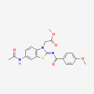 molecular formula C20H19N3O5S B2994733 (Z)-methyl 2-(6-acetamido-2-((4-methoxybenzoyl)imino)benzo[d]thiazol-3(2H)-yl)acetate CAS No. 897734-38-2