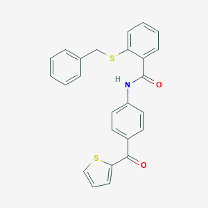 molecular formula C25H19NO2S2 B299474 2-(benzylsulfanyl)-N-[4-(2-thienylcarbonyl)phenyl]benzamide 