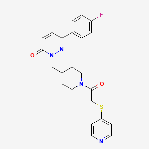 molecular formula C23H23FN4O2S B2994742 6-(4-氟苯基)-2-({1-[2-(吡啶-4-基硫醚基)乙酰]哌啶-4-基}甲基)-2,3-二氢吡啶并[3,4-d]嘧啶-3-酮 CAS No. 2097923-89-0