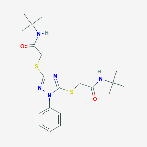 molecular formula C20H29N5O2S2 B299475 N-(tert-butyl)-2-[(3-{[2-(tert-butylamino)-2-oxoethyl]sulfanyl}-1-phenyl-1H-1,2,4-triazol-5-yl)sulfanyl]acetamide 